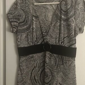 Dressbarn Black and White Swirl Blouse